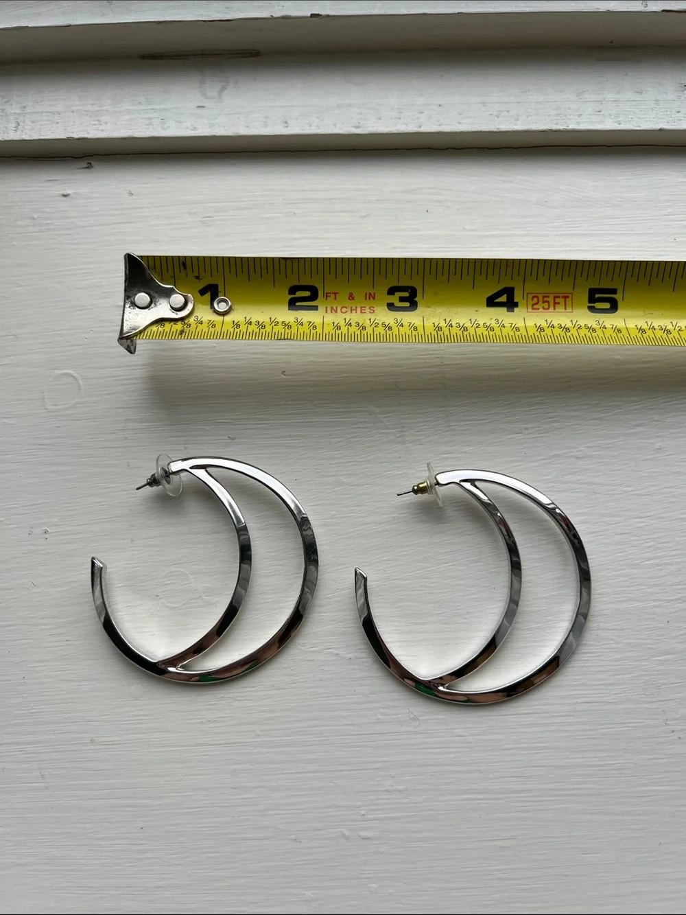 Vince Camuto Polished Silver Crescent Hoop Earrings